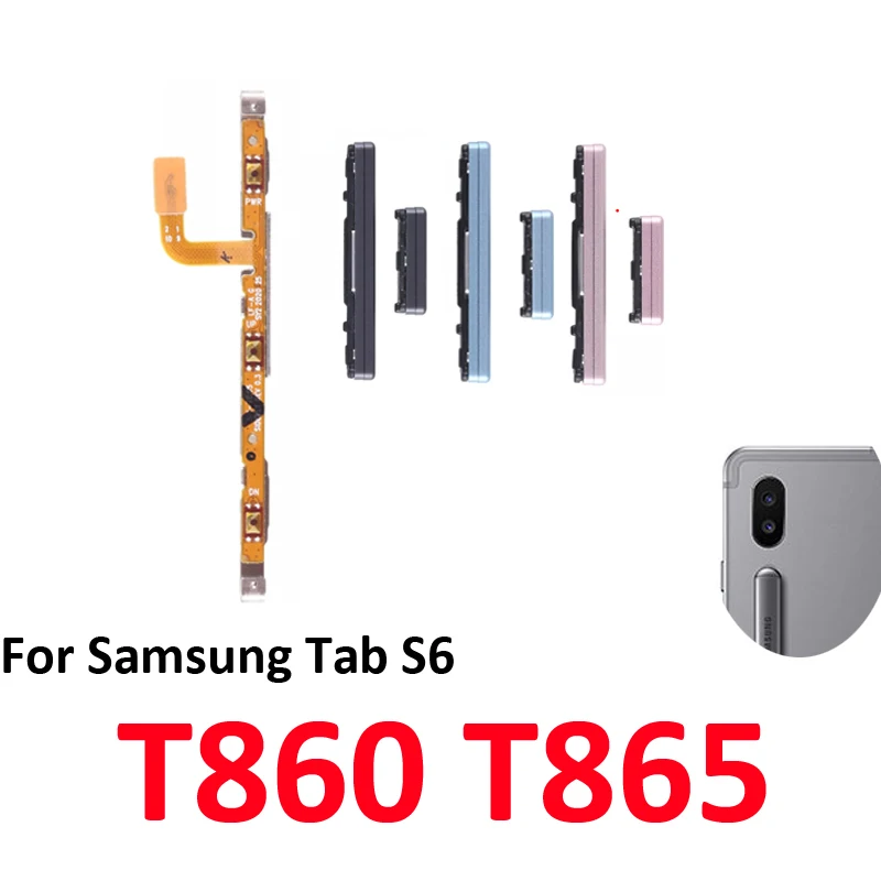 For Samsung Galaxy Tab S6 T860 T865 Tablet External Power Volume Button On Off Up Down Key Internal Flex Cable Parts Grey