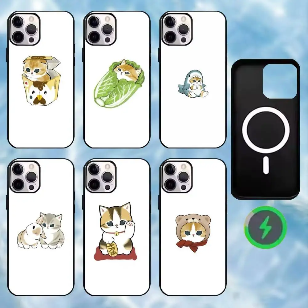 

C-ute Mofusands Cat Phone Case For iPhone17,16,15,14,13,12,11 Max Black Wireless Charging Protecitve Cover