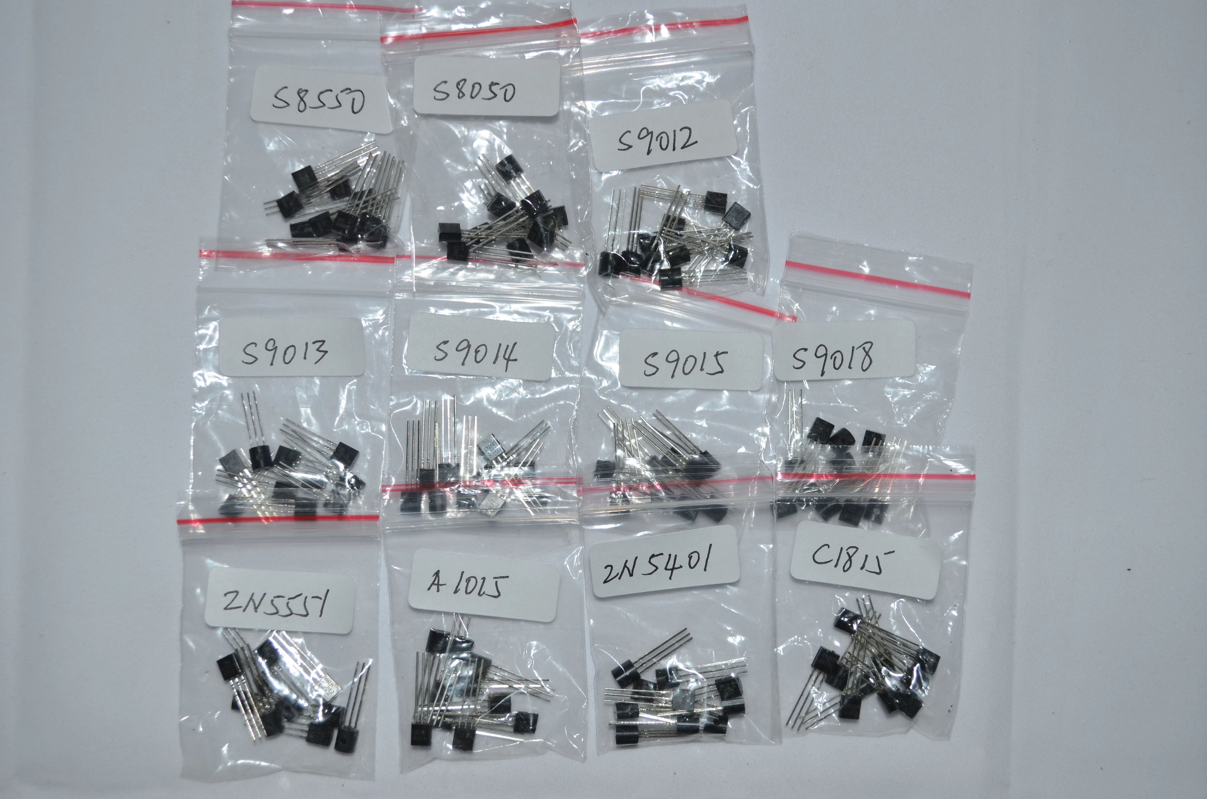 1700pcs Commonly Used Low-power Triode Transistor Kit TO-92 S9012 S9013 S9014 S8050 S8550  17 Values