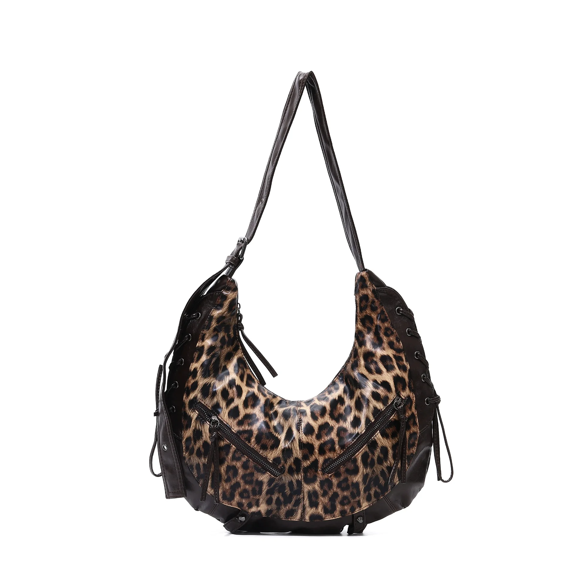 Strappy Punk Style Motorcycle Underarm Bag for Women Messenger bag large capacity Soft PU leather female shoulder bag handbag