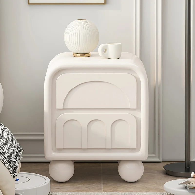 Laci Penyimpanan Nordik Kamar Tidur Meja Samping Tempat Tidur Korea Lucu Meja Kecil Furnitur Unik Librero Mesitas De Noche Putih Kayu