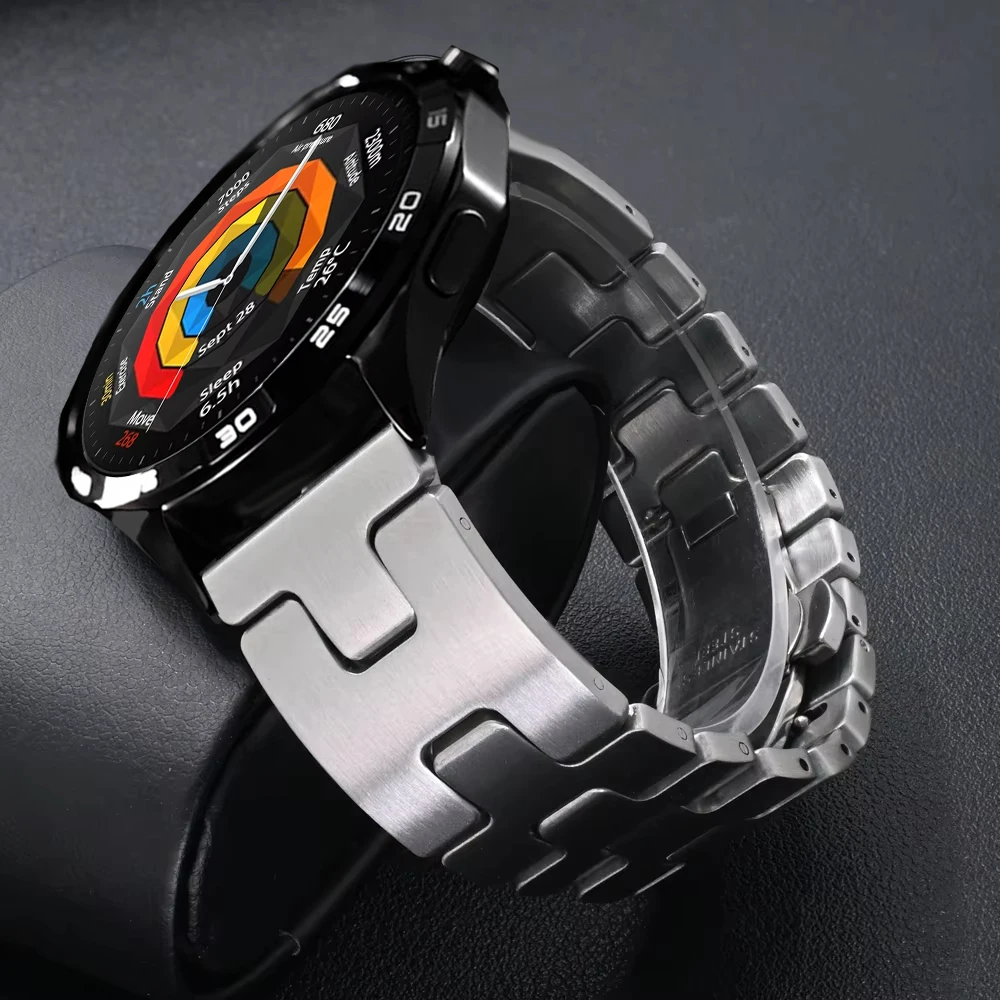 22mm Grand H-Shaped Stainless Steel Strap for Huawei Watch GT 5 Pro GT5 GT4 GT3/3Pro GT2/2E/2Pro 46mm Metal Band Watch 3/4 Pro