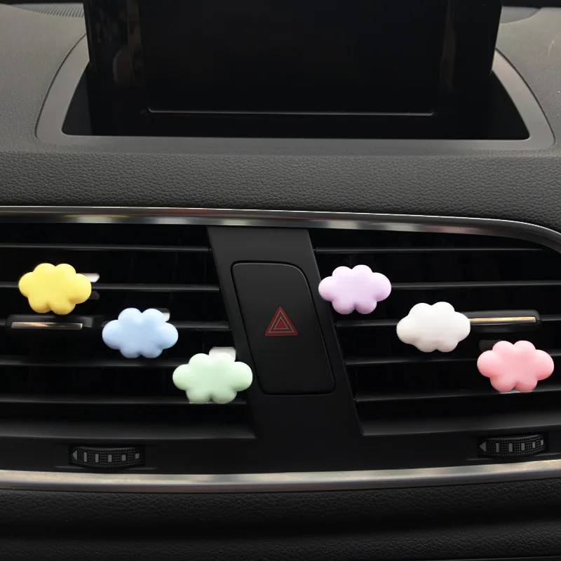 2 Pcs Exquisite Color Cloud Shape Car Decoration Colorful Cloud Car Air Conditioner Decoration Clip Automobile Accessories