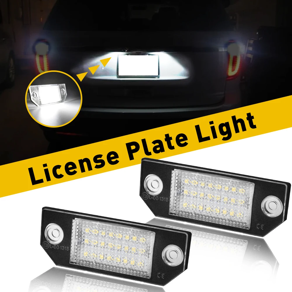 OXILAM 2Pcs CANBUS No Error Car License Plate Light LED For Ford Focus MK2 Ford Focus C-MAX Number Lamp Auto Bulb 6000k White