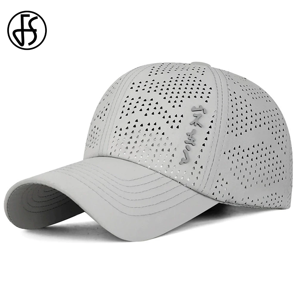 FS Einfache graue, schnell trocknende Laufmütze für Männer und Frauen, Sommer, Outdoor, Sonnenschutz, Baseballkappe, atmungsaktiv, leicht, Golfmütze, Bone