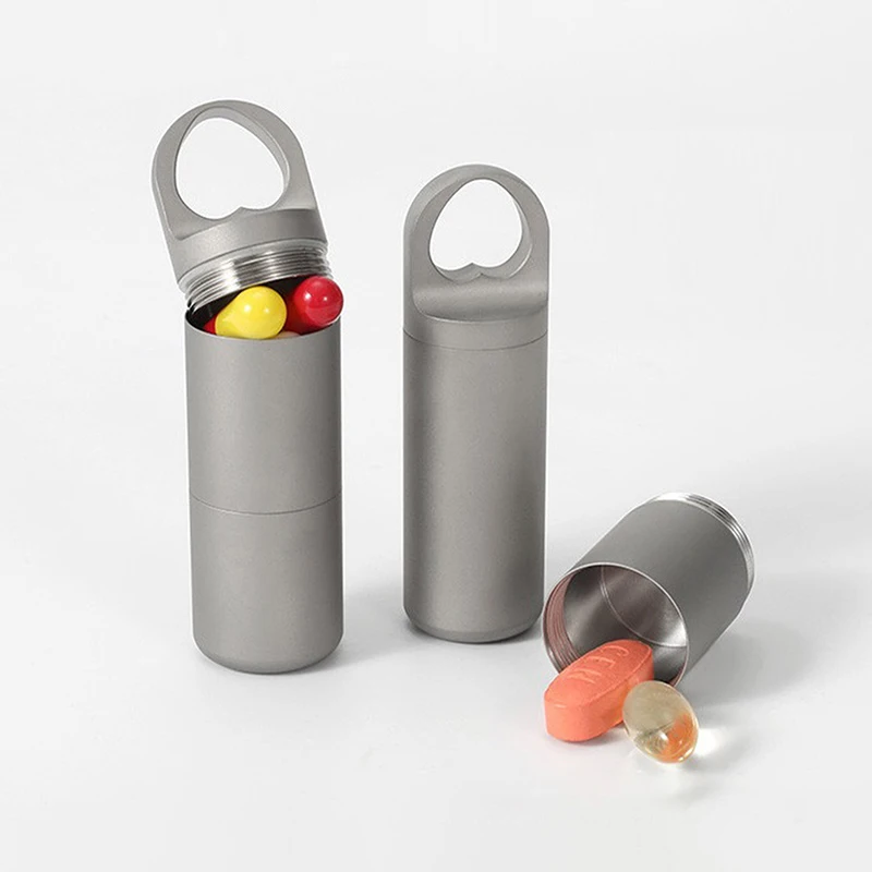 Mini sello impermeable de acero inoxidable 304, contenedor portátil para pastillas, lata sellada, llavero de botellas de almacenamiento