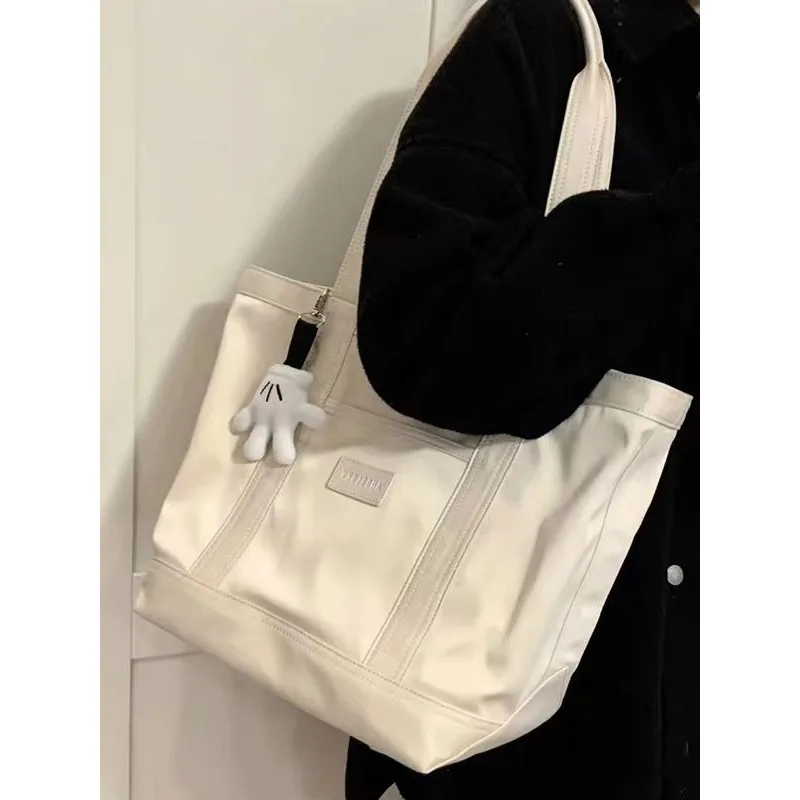 Large Capacity Tote Bag Women Korean Fashion Japanese Canvas Commuting Shoulder Bag Female University Shopping Travel Handbag