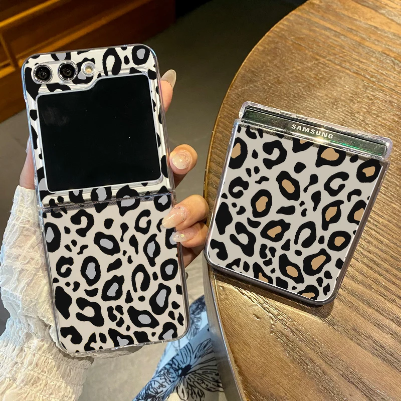 Für Samsung Galaxy Z Flip 8 7 FE 5 6 4 3 Leopardenmuster-Hülle Transparente Harte Luxus Stoßfeste Handyhülle Für Samsung Z Flip6 Flip7 – Detail 3