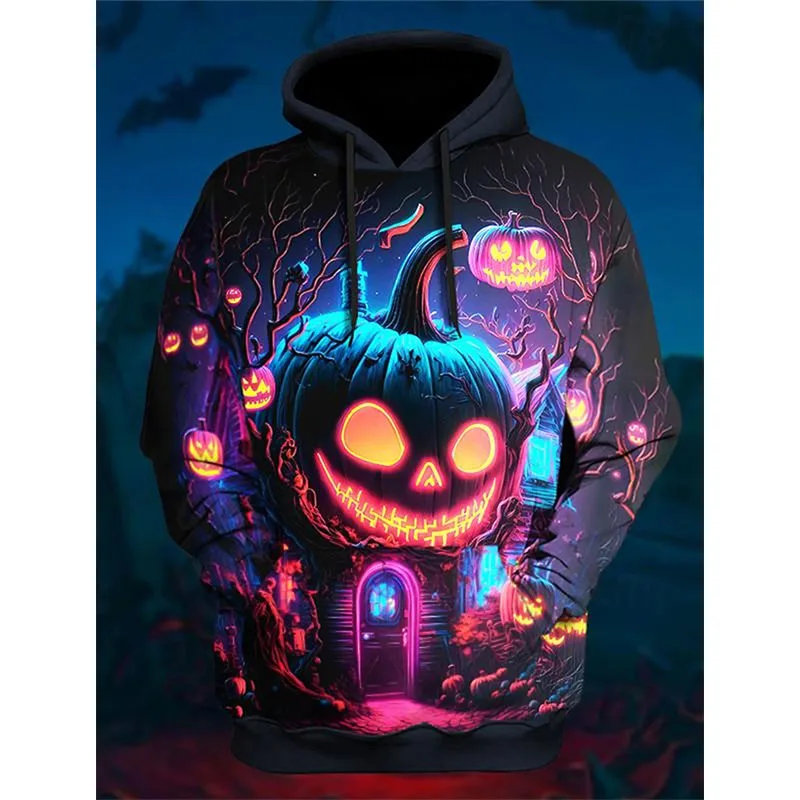 3D All Over Print Mens Halloween Pumpkin Hoodie Costume New In Pull Over Sweatshirt Foe Men Women As Gift For Halloween Holidays