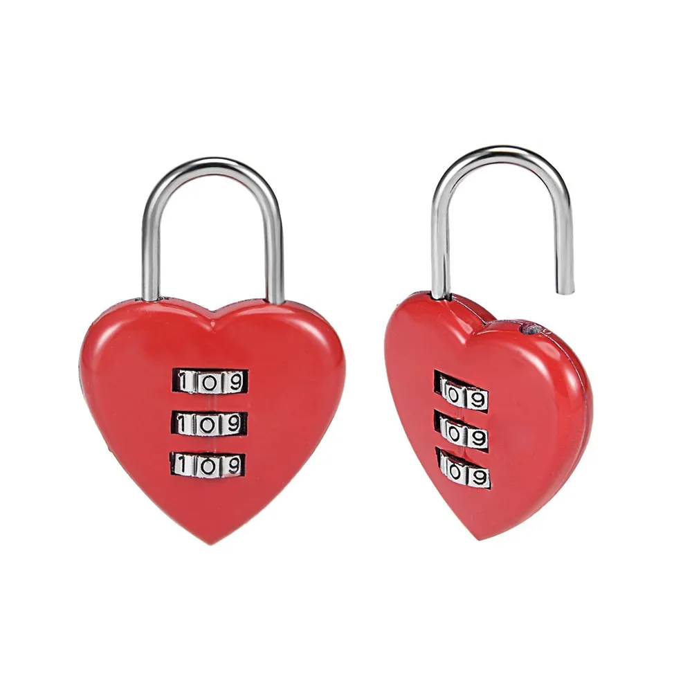 Candado de Combinación Rojo, Candado de Combinación de 3 Dígitos con Forma de Corazón, Mini Candado de Combinación para Exteriores para Casilleros de Gimnasio Escolar, Puertas de Valla