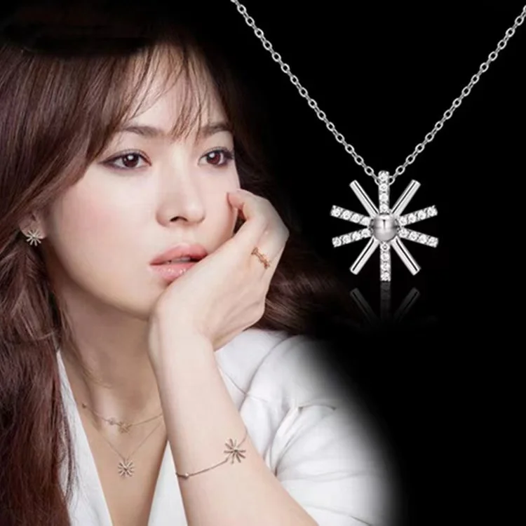 Korean Star Jewelry Sun Descendants Pendant Song Hye Kyo Same Style Sunflower Necklace