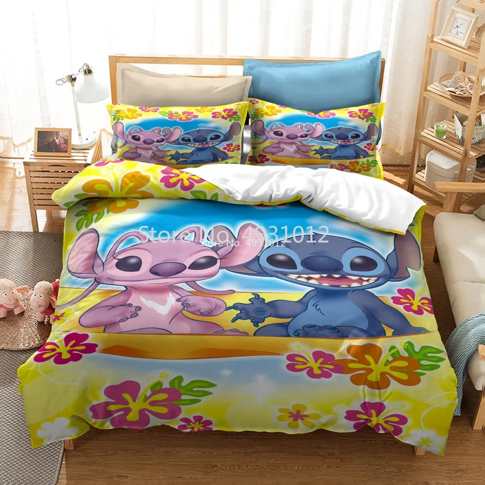 Disney 3D Cartoon Stitch Baby Duvet Cover Set Twin Bedroom Decor for Children Kids Boy Girl Queen King Size Bedding Set