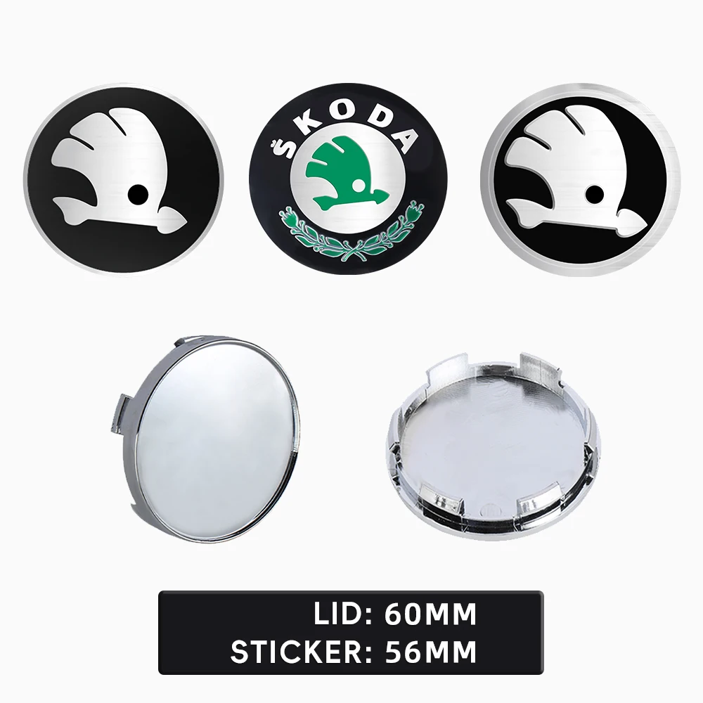 56/65mm Car Wheel Center Retrofit Sticker Hub Cap Accessories For Skoda Rapid Octavia S Kodiaq karoq Fabia Superb Scala Kamiq