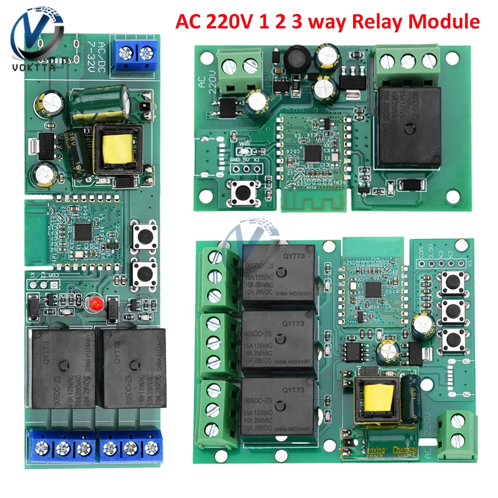 AC 220V 1 2 3 way Relay Module Bluetooth WIFI Intelligent APP Remote Control Switch Relay Module with Optocoupler Relay Output