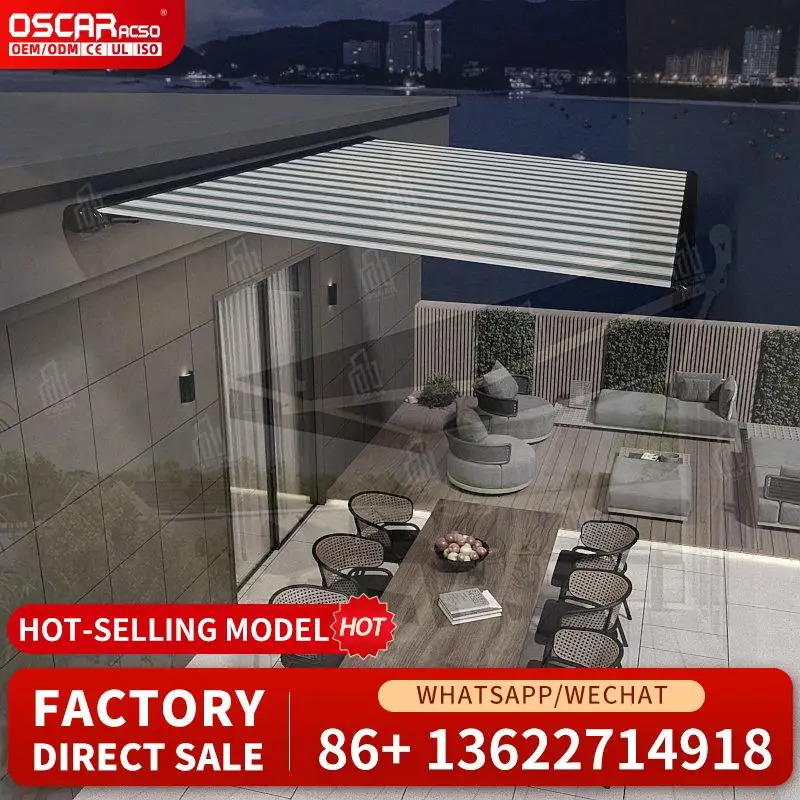 Retractable Wall Mounted Manual Remote Controlled Acrylic Window Awning 6m Projection PA Coated for Patio Balcony Garden Retract