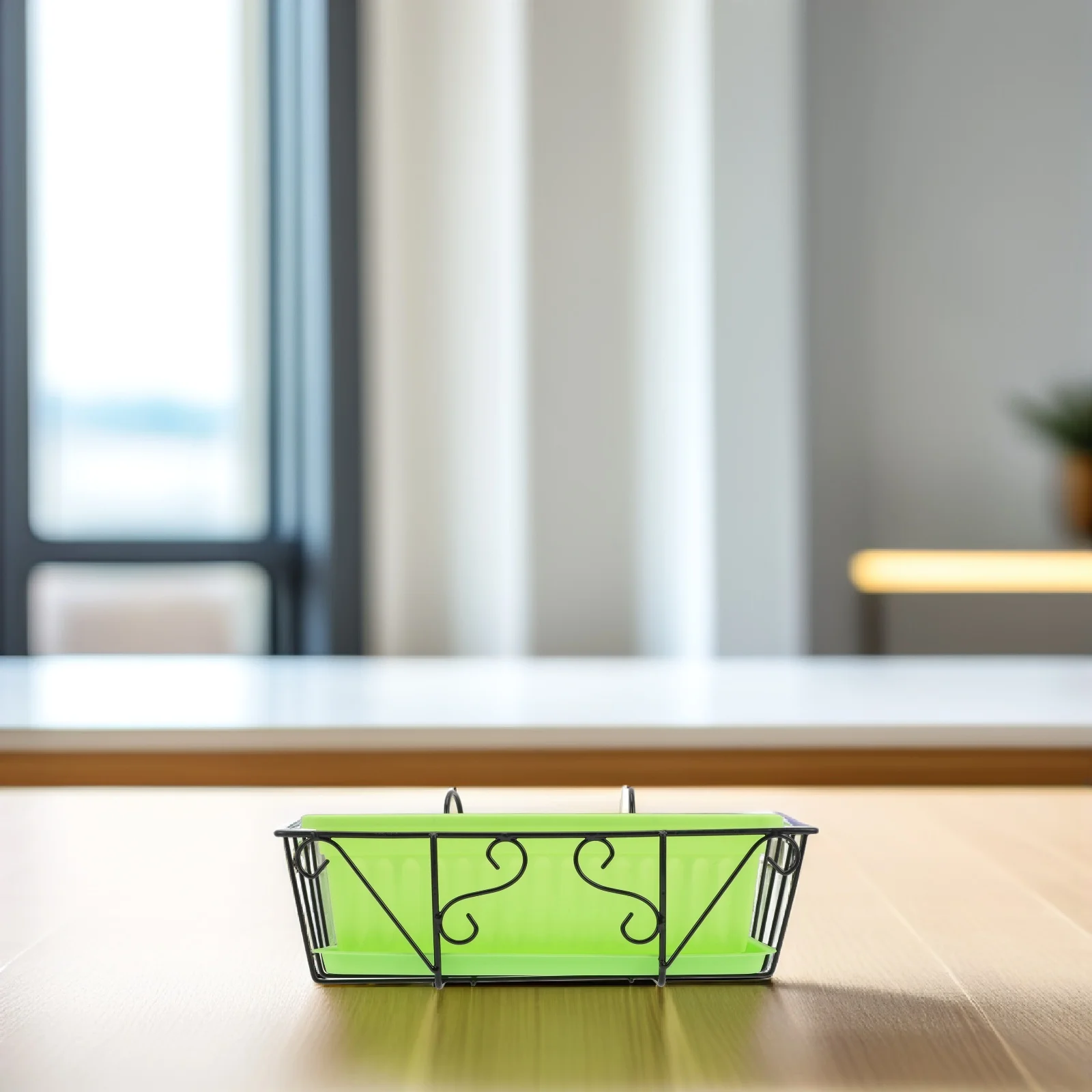 

1 set Thickened Rectangular Hanging Flower Pot Outdoor Balcony Vegetable Planter Iron Rack Tray Anti-Pressure Durable Flowerpots