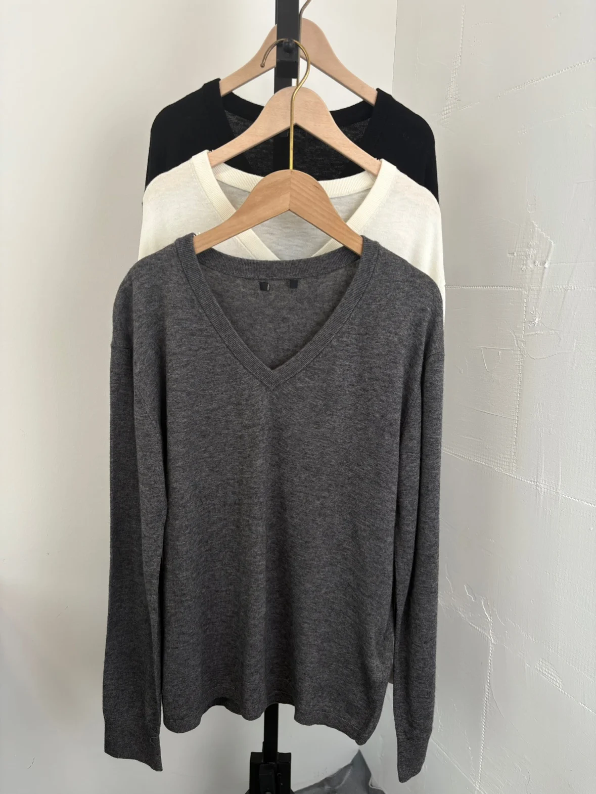 

MD59042 Wool V-Ne Knitwear mat Sle Pure Color Camere Blend Long Sve Women's Pullover Spring Faion Commute