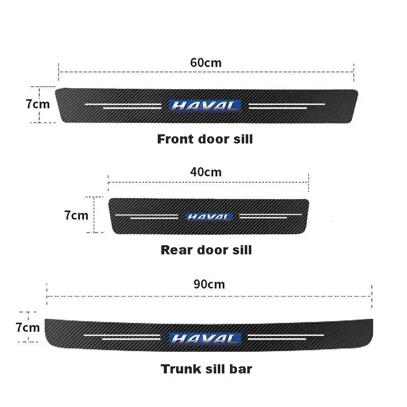 Carbon Fiber Car Door Sill Protector Door Step Strip Trunk Guard Trim For Haval Jolion H6 M6 Dargo Raptor F7 H7 H9