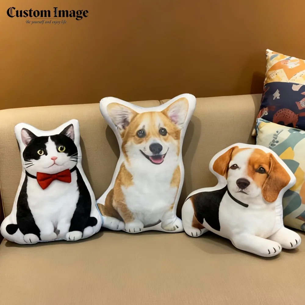 

Custom Pet Photo Pillow Soft Dog Cat Memorial Pillow Personalized Picture Cushion Surprise Gift For Pet Lover