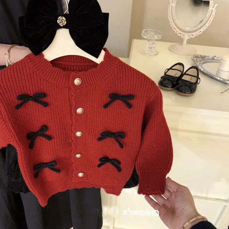 Children's Clothing Girl's Sweater2024Winter New Western Style Nordic Style Baby Child Base Sweater