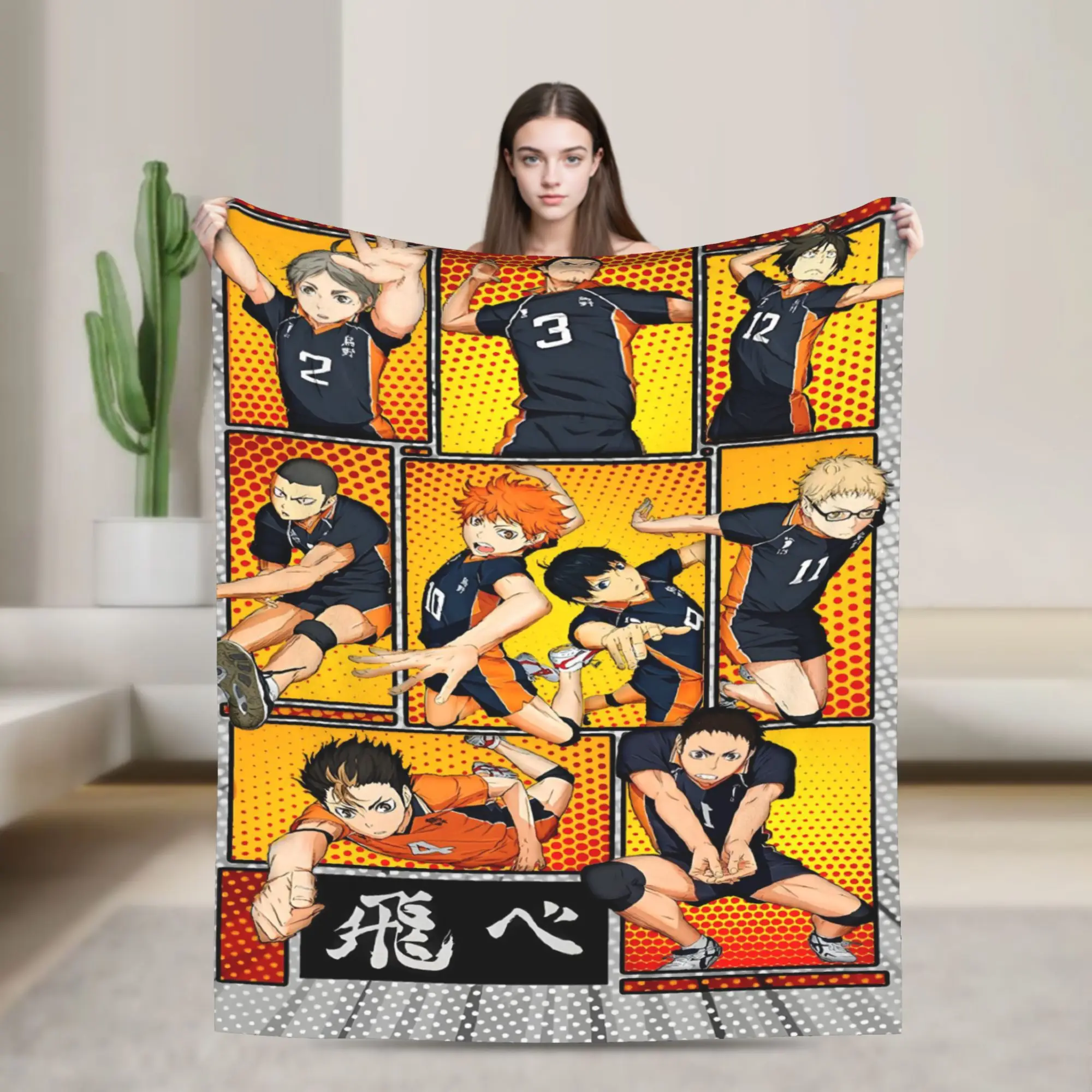Custom Sofa Fleece H-Haikyuues Hot Mangas Throw Blanket Warm Flannel Anime  Blankets for Bedroom Car Sofa Quilt