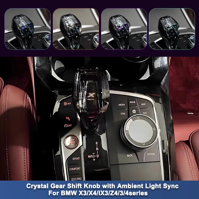 

Upgraded Crystal Gear Shift Knob Set For BMW 3 series G20 G28 G22 G29 Z4 iX3 X3 G01 G08 G26 With OEM Ambient Sync