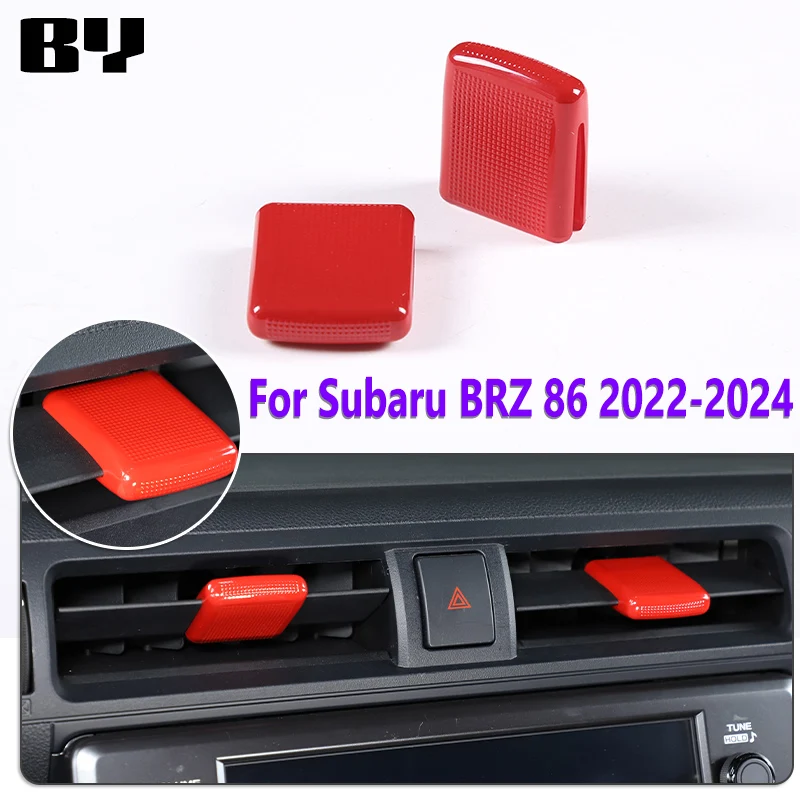 For Subaru BRZ For Toyota 86 2022 ABS Silver/Red Car front row Air Outlet Adjusting Rod Cover trim Stickers Car Accessories