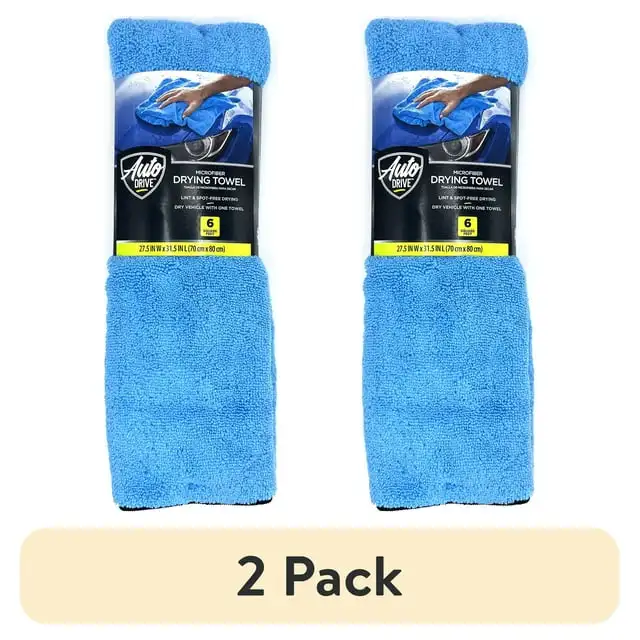 

(2 шт.) Автомобильный очиститель, впитывающее сушильное полотенце из микрофибры, 6 кв. футов, Синий
