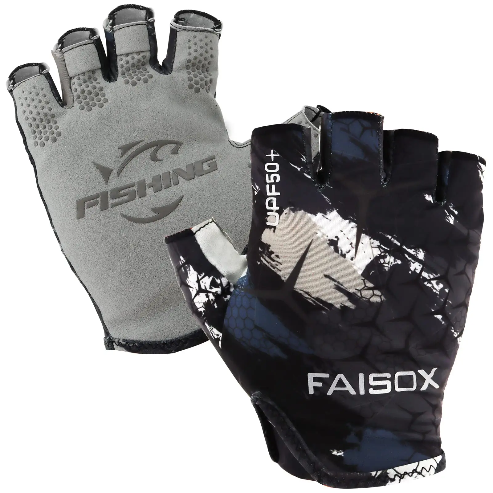 FAISOX Fishing Gloves Sun Protection Fingerless Glove Men & Women UPF 50+ SPF for Fishish, Paddling, Cycling, Rowing, Driving