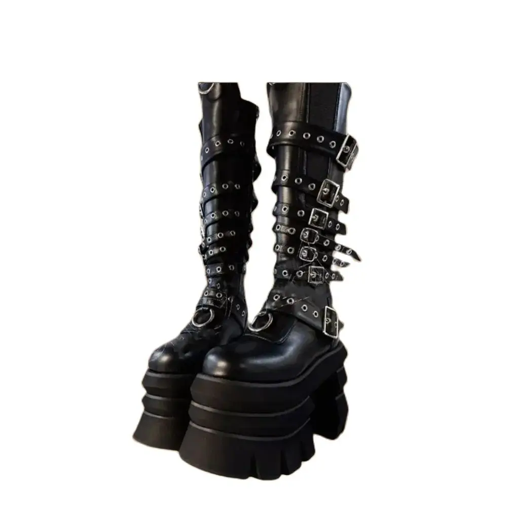 

Black Belt Decor Punk Boots Platform Strange Style Shoes Chunky High Heel Shoes for Women Shoes 2023 Zapatos Para Mujere