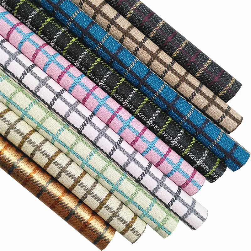 21x29cm Plaids Tartans Printed faux leather for bags Bows garments and upholstery Synthetic Leather Sheets Thickness 0.9MM  C018