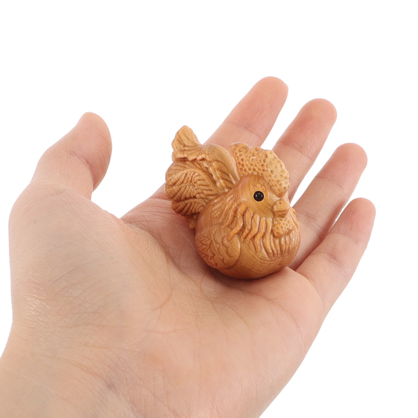 

Wood Chicken Ornament Carved Detailed Good Fortune Rustic Decoration for Home Office Shelf Display Chicken Decorative Ornament