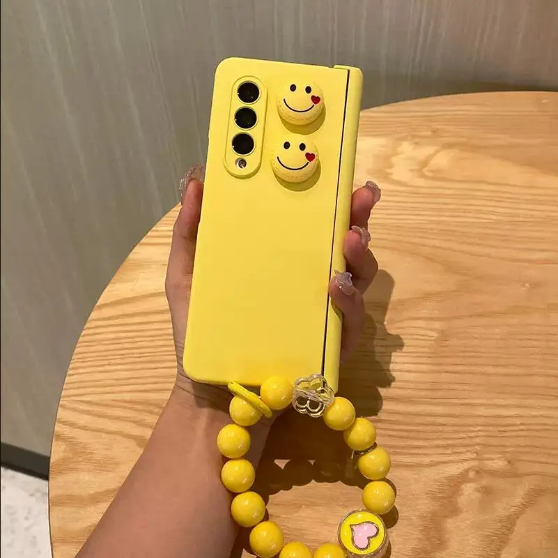 For Samsung Galaxy Z Fold 7 6 5 Case Smile Chain Phone Case Z Fold 4 3 Hinge Protective Cover