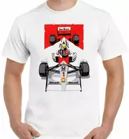 AYRTON SENNA T-SHIRT F1 Tee Top 80s 90s Unisex GP 100% retro gift white T-Shirt Short Sleeve Shirt Men Women Summer