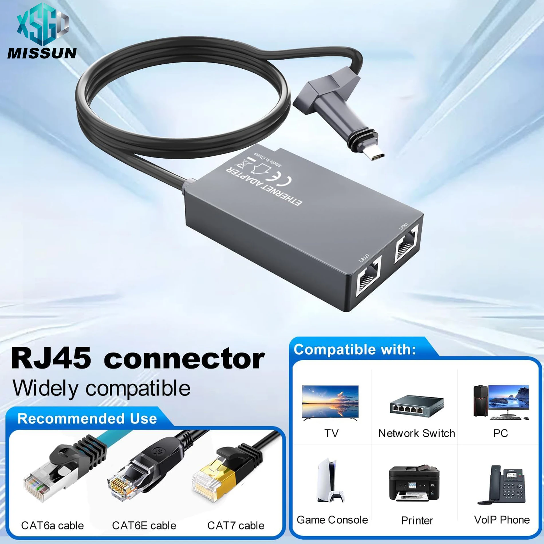 HOWENS Dual Port For Starlink 2 Generation Ethernet Adapter for GEN2 V2 Network Fiber Optic Jumper Converter Adapter Cable RJ45