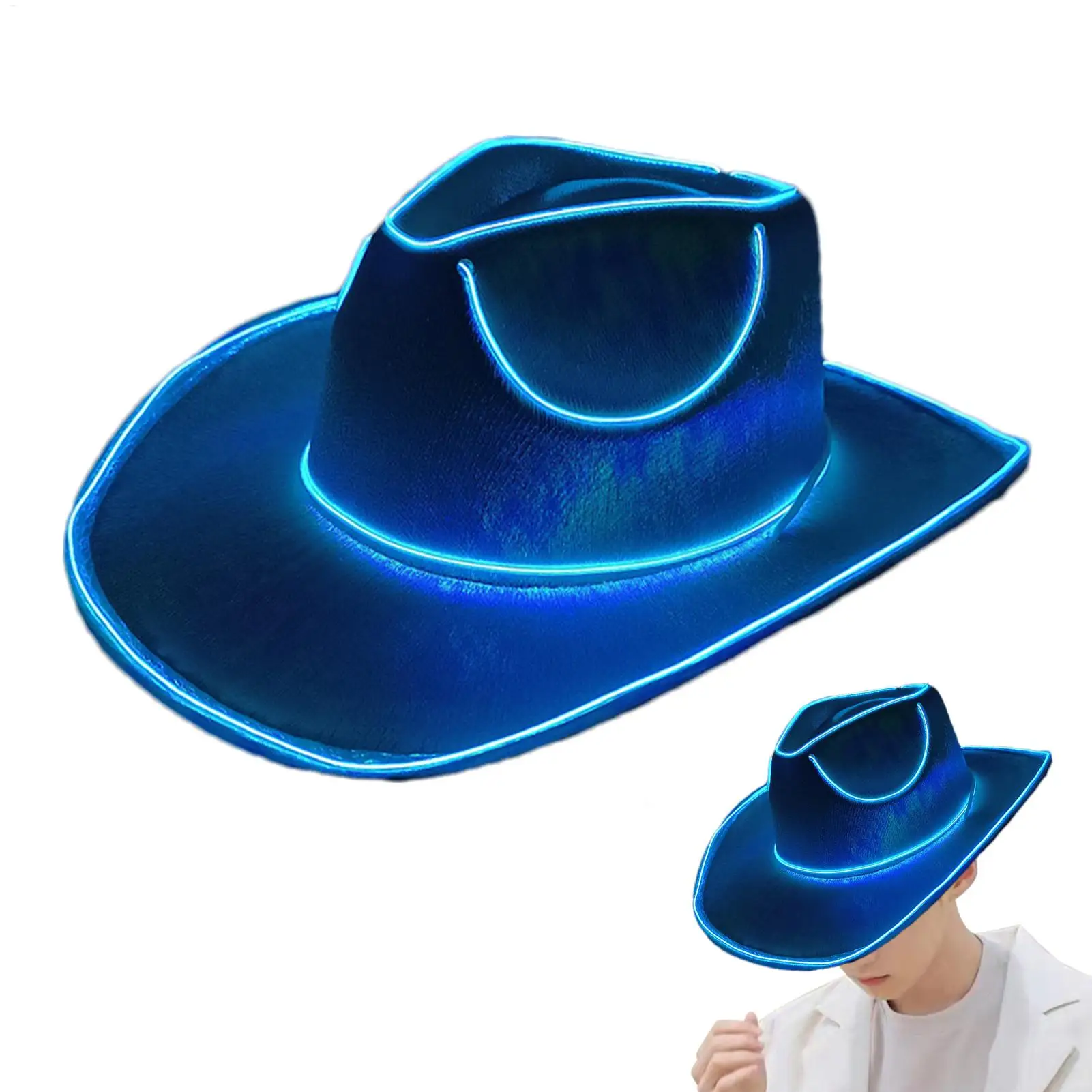 Bachelorette Party Glowing Supplies Luminous Bride Cowgirl Hat LED Pearlescent Cowboy Caps Fashion Neon Light Hat For Party