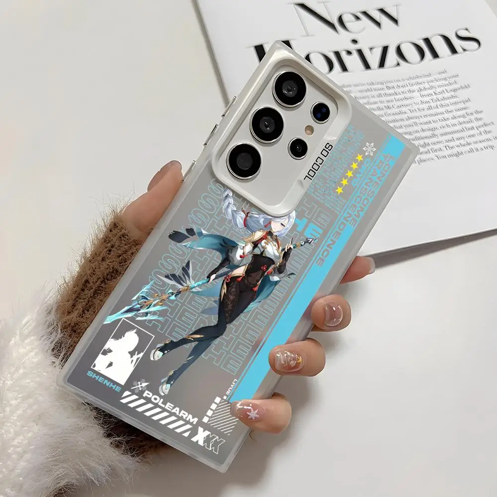 جينشين تأثير دور لطيف قضية الهاتف لسامسونج غالاكسي S25 حافة S24 S23 S22 S21 S20 الترا فوندا سيليكون غطاء فضي #3