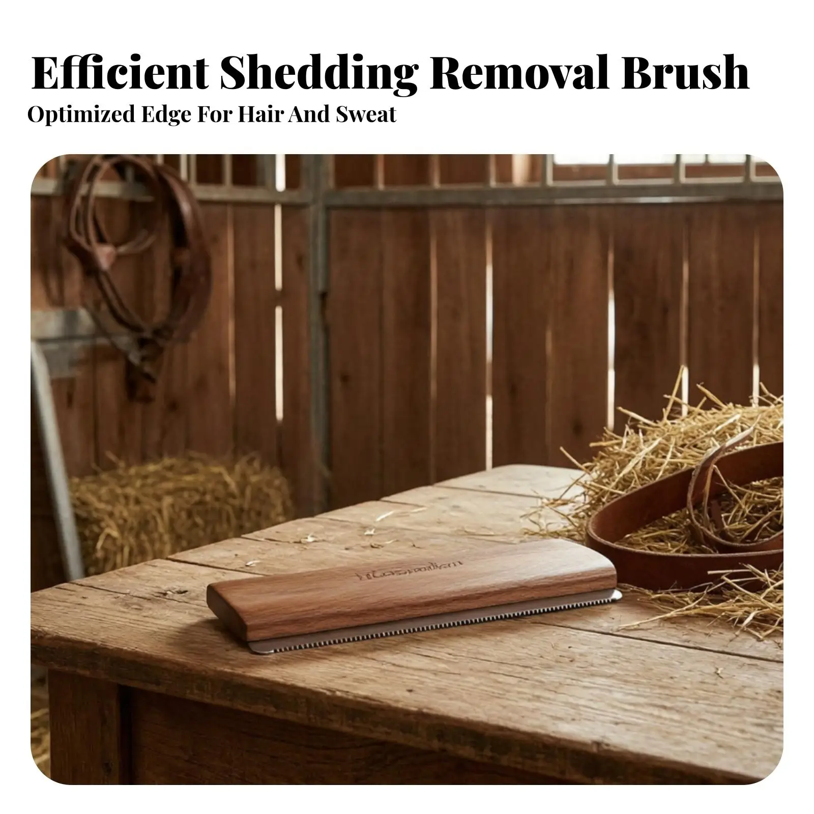 Equine Grooming Brush Wooden Body Metal Teeth for Horse Shedding and Mud Cleaning
