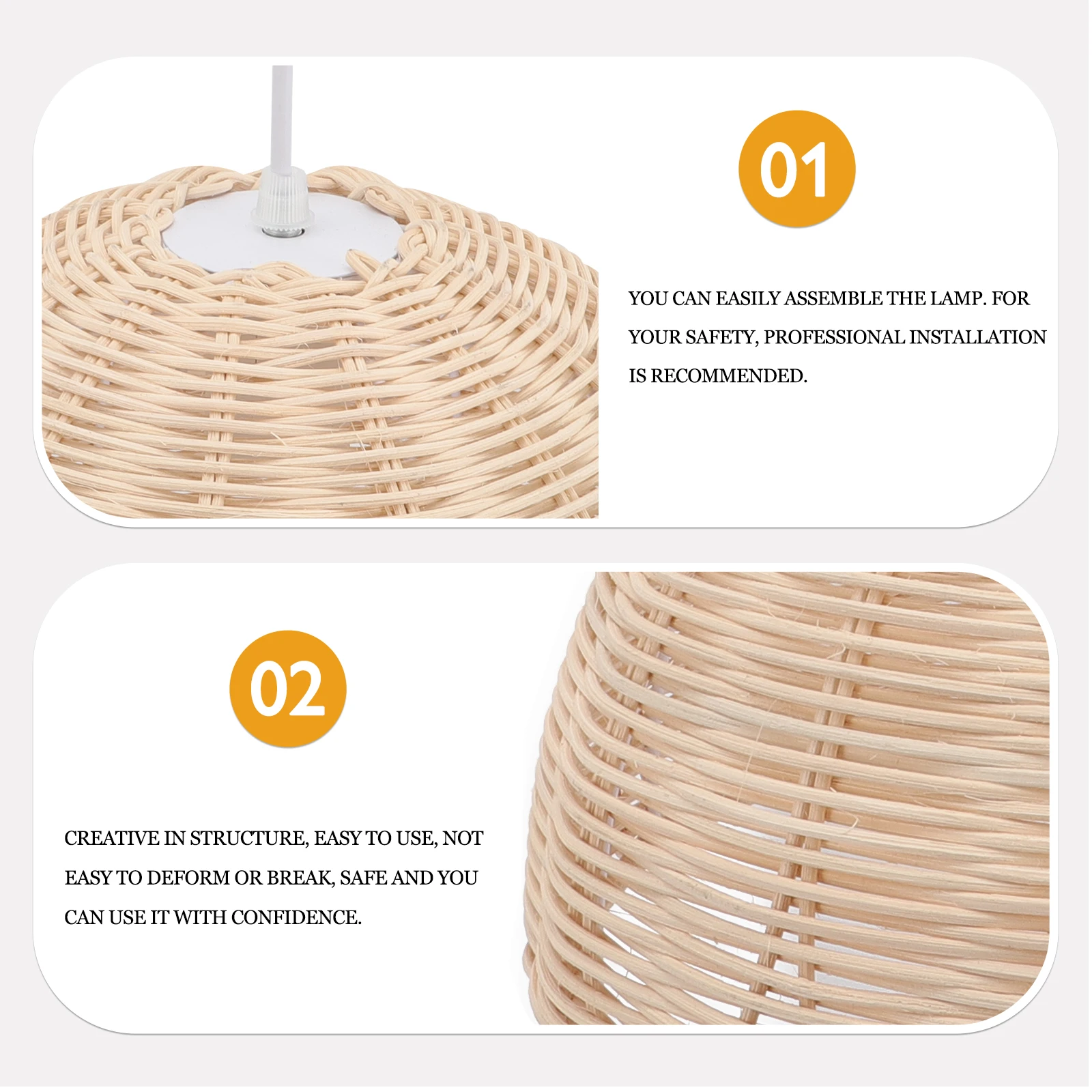 

Weaving Lampshade Hanging Light Shade Bamboo Chandelier Light Cover Vintage Style for Bedroom Living Room Lamp Shade