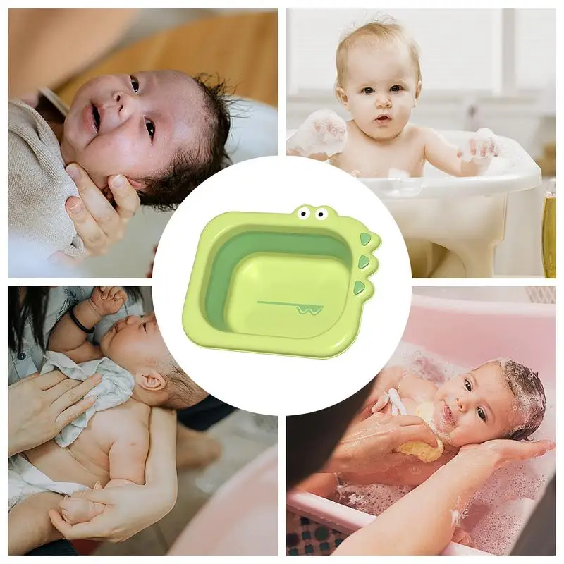 Foldable Baby Wash Basin 2.5L Portable Newborn Washing Face Foot Basin Multi-Purpose Baby Bath Basin Bathroom Kitchen Accessory