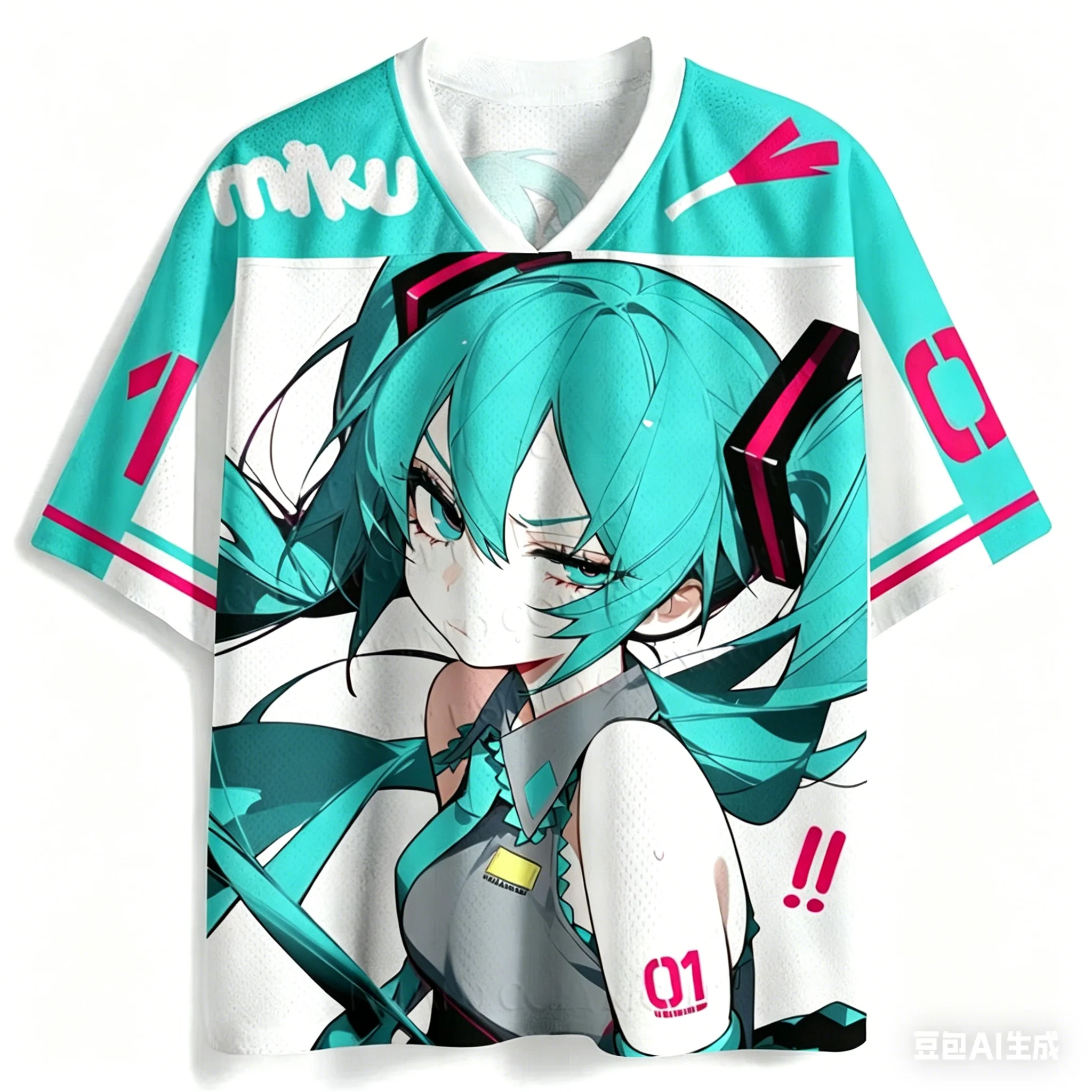 Adult and Children's Hatsune Miku Support 3D Print American-style Jersey T-shirt, Fun Illustration Y2K, Shorts Friend