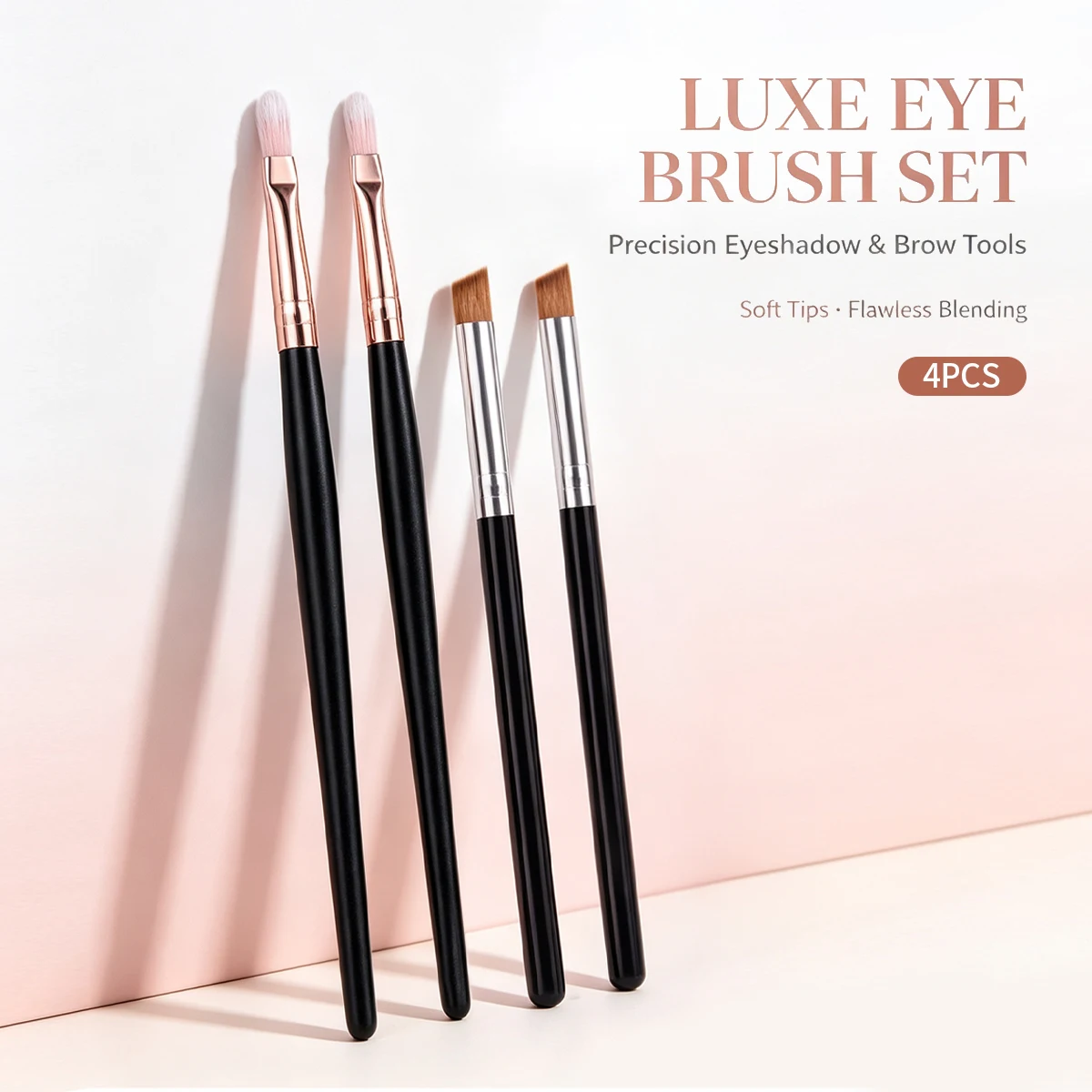 4Pcs Lip Brush & Angled Concealer Brush Set, Soft Synthetic Fiber Precision Makeup Brushes for Lips, Dark Circles and Blemishes