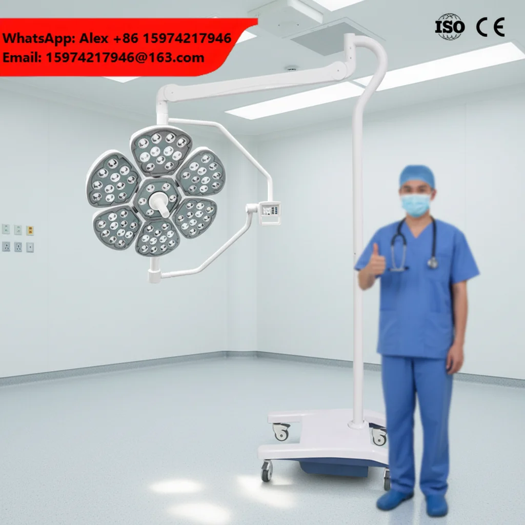 Yuda YDE500D Mobile Electric LED Surgical Light Shadowless Operating Lamp Adjustable Bracket High CRI 96 Illumination Plastic CE
