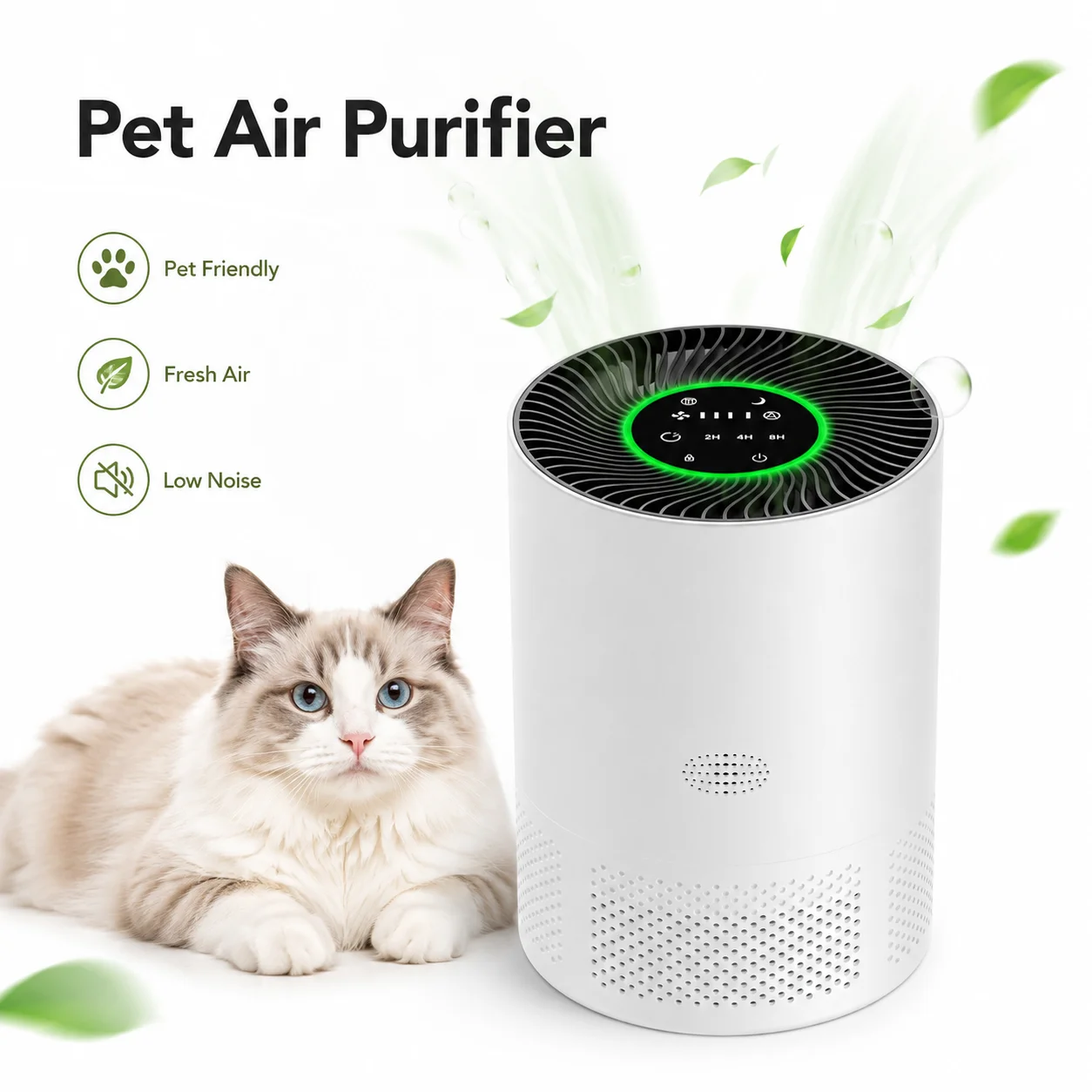 Professional H13 HEPA Pet Air Purifier with Negative Ion CE FCC Certified Silent Dog Hair and Cat Odor Remover for Large Room