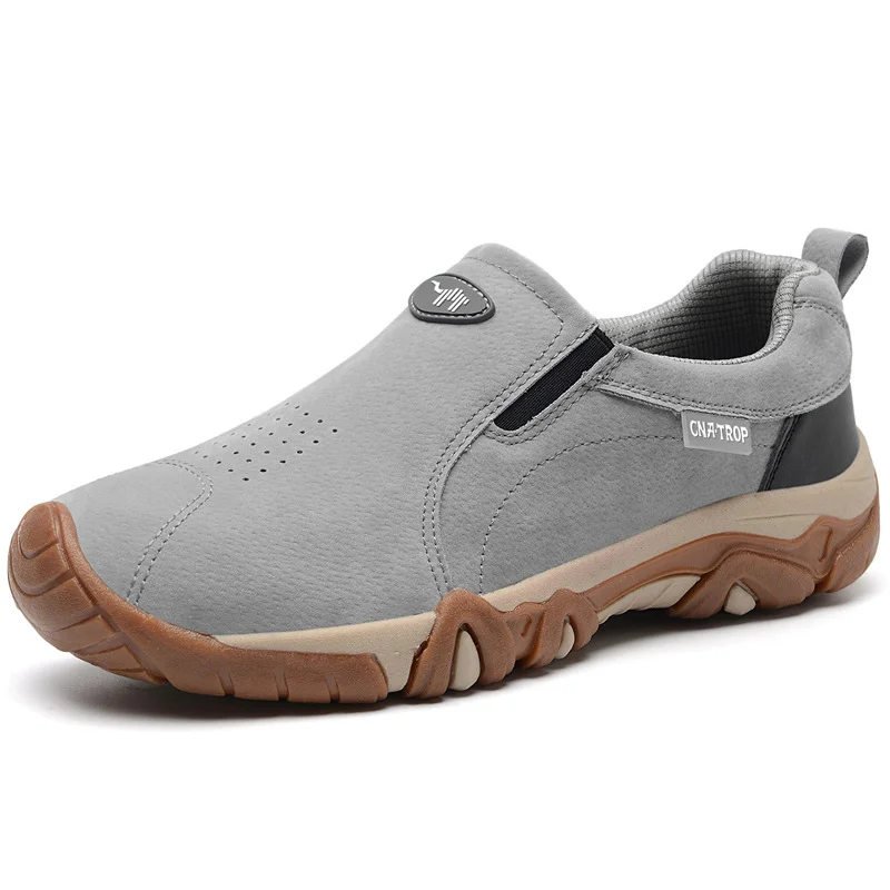 Zapatillas de deporte informales para Hombre, Zapatos de senderismo transpirables de cuero, antideslizantes, para exteriores