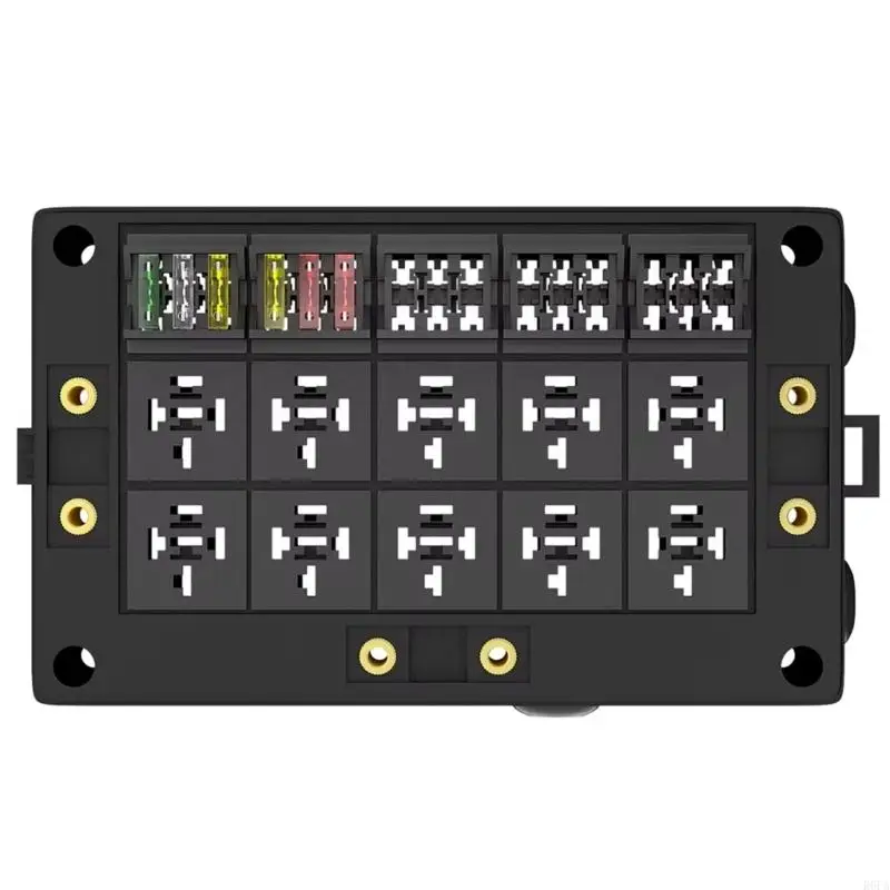 12V Universal Relays Fuses Panel with Modular Design Waterproof Transmit Box for Simple Wiring In Trucks & Motorcycle