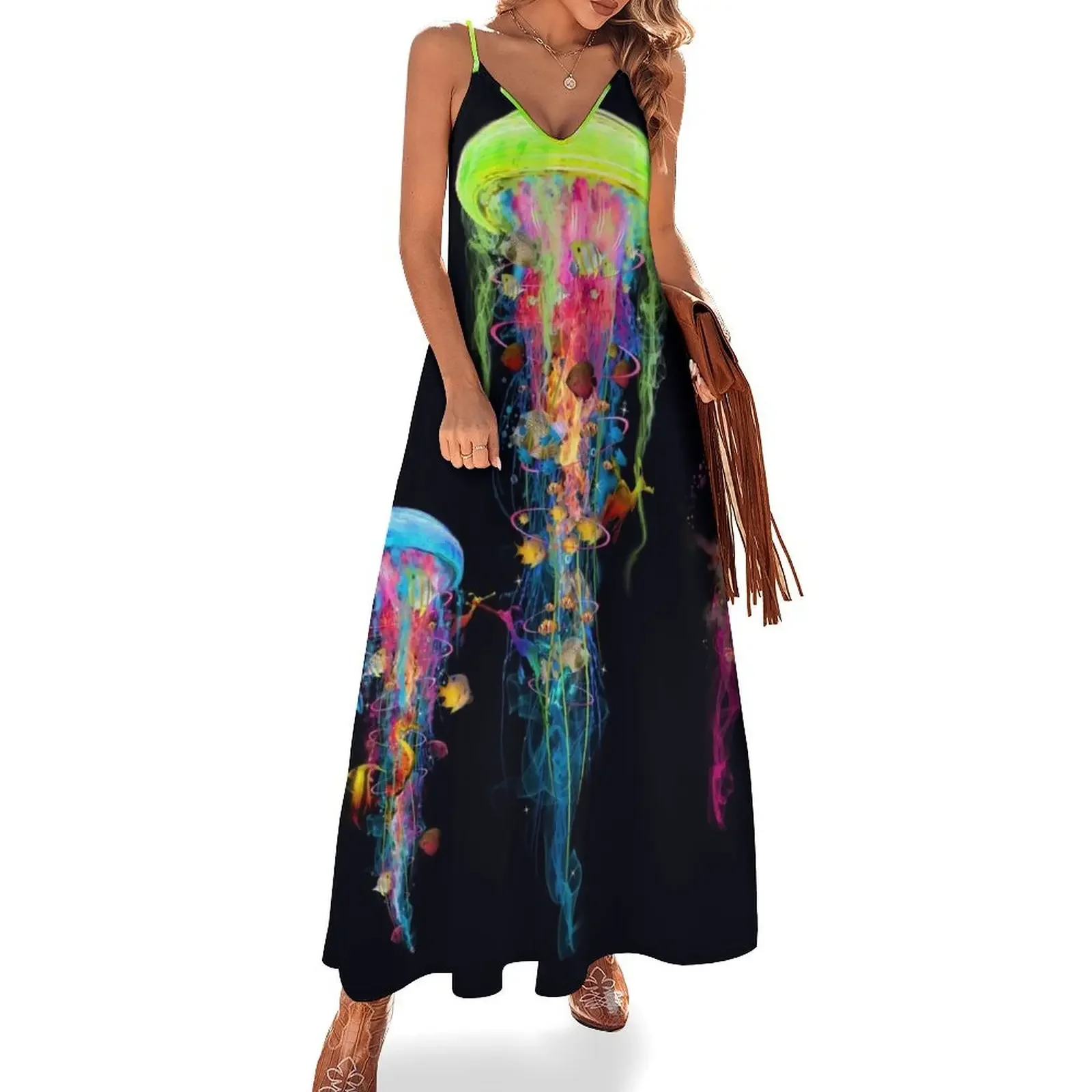 

Three Electric Jellyfish worlds Sleeveless Dress loose women's dress dresses for women beach dress