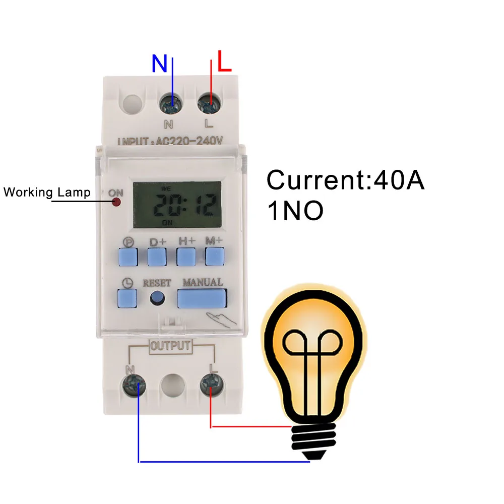 Timer 220V 110V 24V 12V AHC10A TE-4163 Digital LCD Power Timer Programmable Time Switch Relay 40A AHC40A Weekly Control Timer