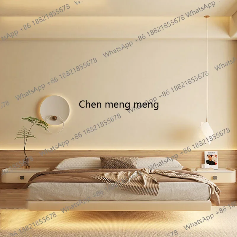 

Новая двуспальная кровать: современная, деревянная, мягкая, комфортная, белая/кремовая, для интерьера, креативная акцентная кровать, дизайнерская мебель, уникальная.