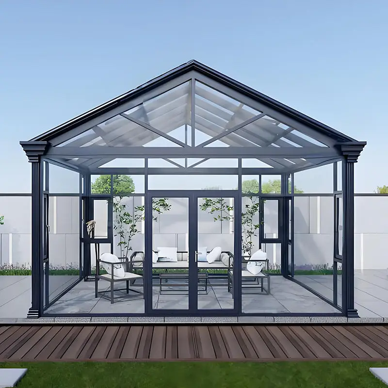 Factory Direct Aluminum Alloy Sunroom Glass House Conservatory Double Glazed Waterproof Sun Room for Courtyard Balcony